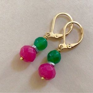 Pink Jade Emerald Sundance Charm Earrings